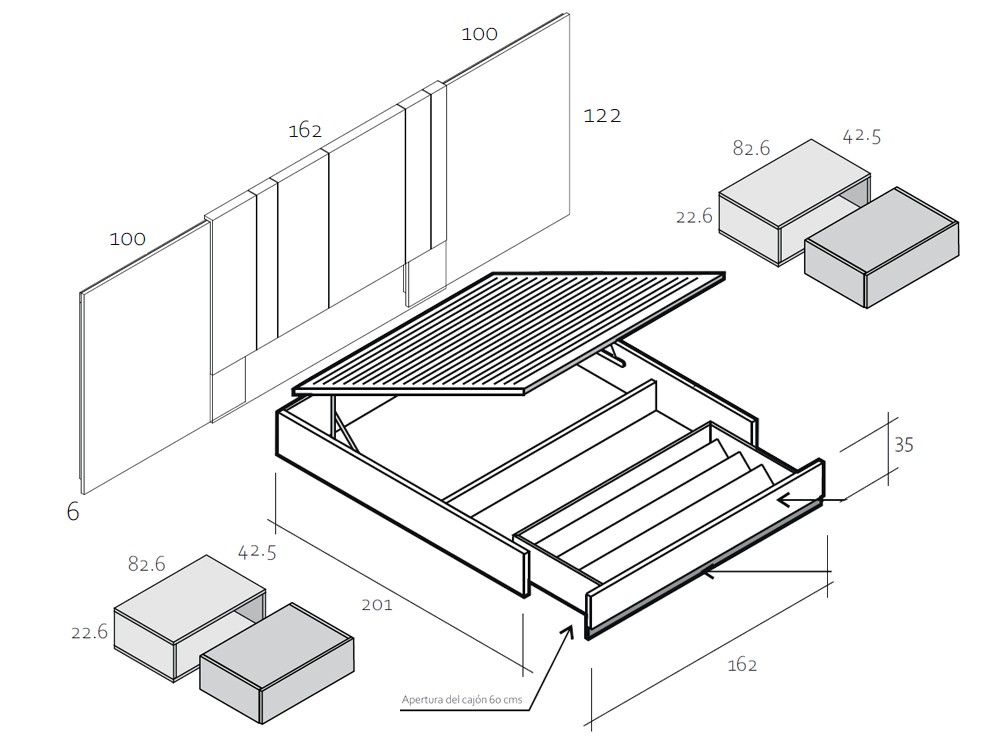 Medidas y módulos del dormitorio Siena Class Chic 011 de García Sabaté