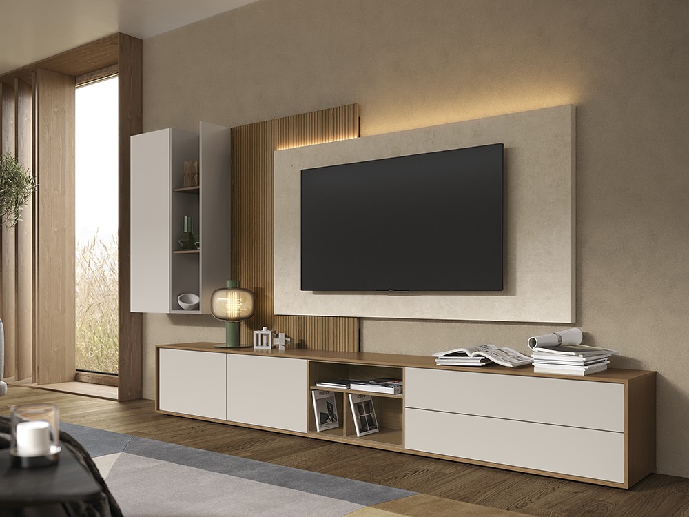 Composición para salón con panel tv con led de la colección zoom 504B de García Sabaté