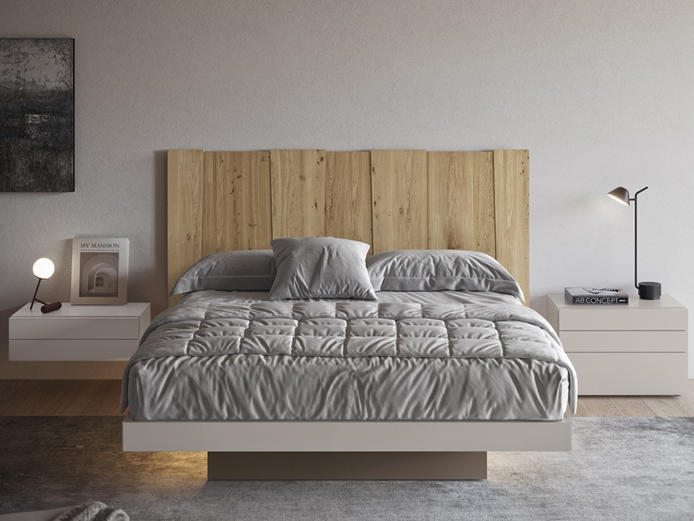 Detalle del cabecero Krypton con con tablas desiguales en altura de García Sabaté Chic