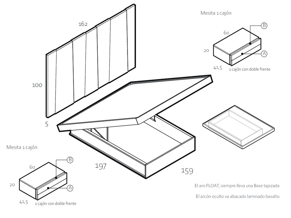 Medidas de la composición 013B de dormitorio de la colección Chic de García Sabaté