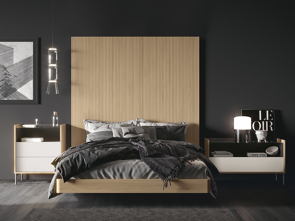 Cama con cabecero alistonado Pannel  y aro Class de la colección Chic de garcía sabaté