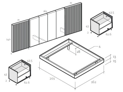 Medidas de la composición 017 de dormitorio de la colección Chic de García Sabaté