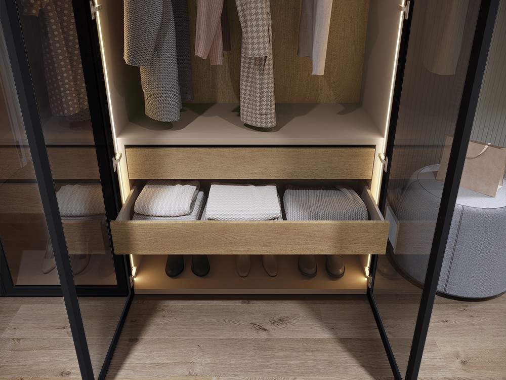 Acabados en lacas, laminados y chapas, tu eliges tu armario Nuda M001 de García Sabaté