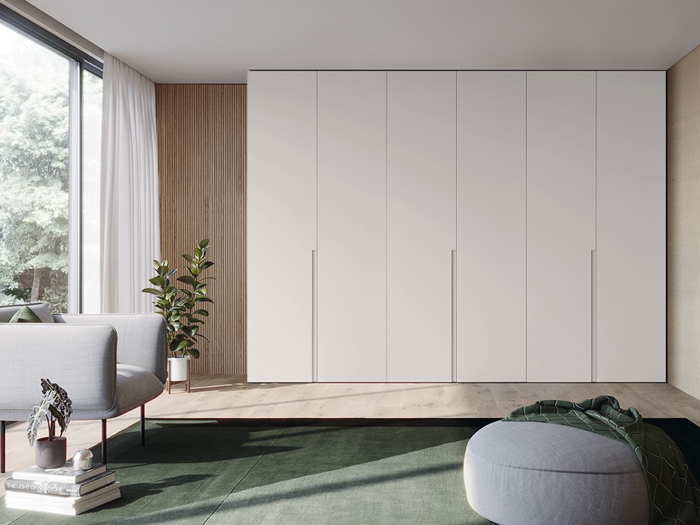 Armario con seis puertas batientes que combina las Vertex y Zero de la colección Misura García Sabaté