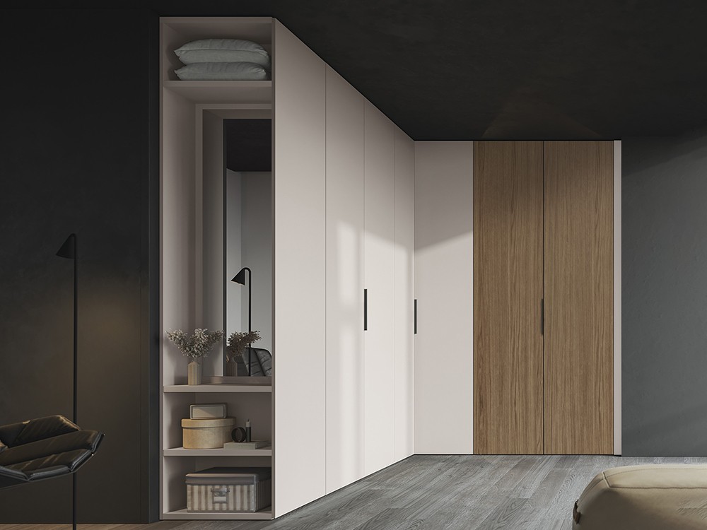Armario para recibidor a medida de rincón con puertas batientes Zero de la colección Misura de García Sabaté