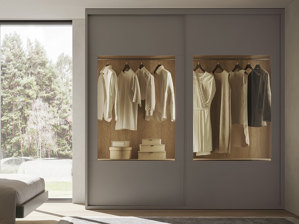 Acabados en lacas, laminados y chapas, tu eliges tu armario de puertas correderas Mistura 21 de García Sabaté