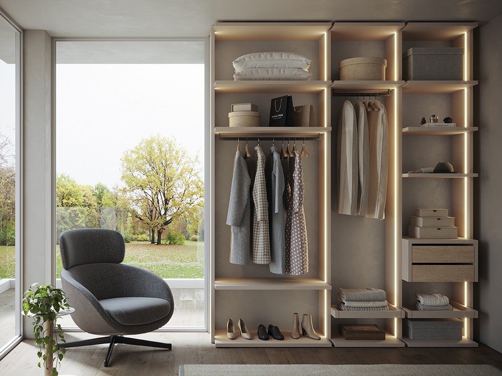 Vestidor a medida columnas de la colección Misura de García Sabaté