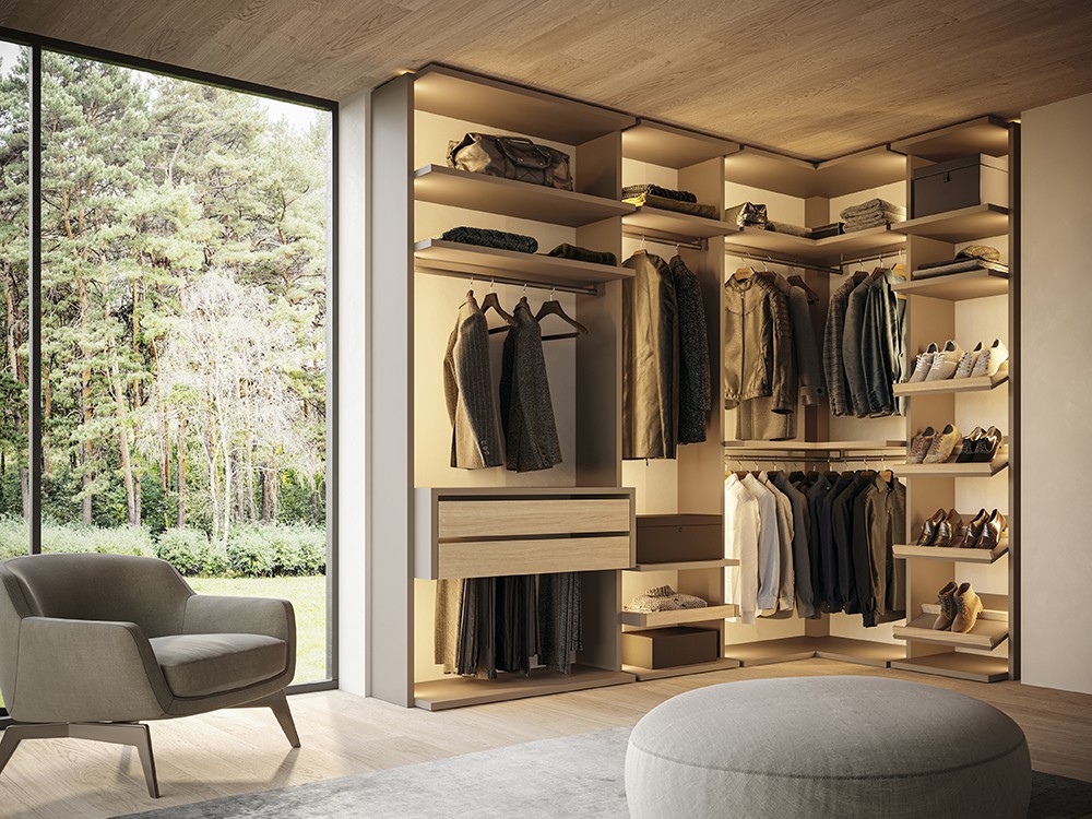 Vestidor a medida para rincón columnas de la colección Misura de García Sabaté