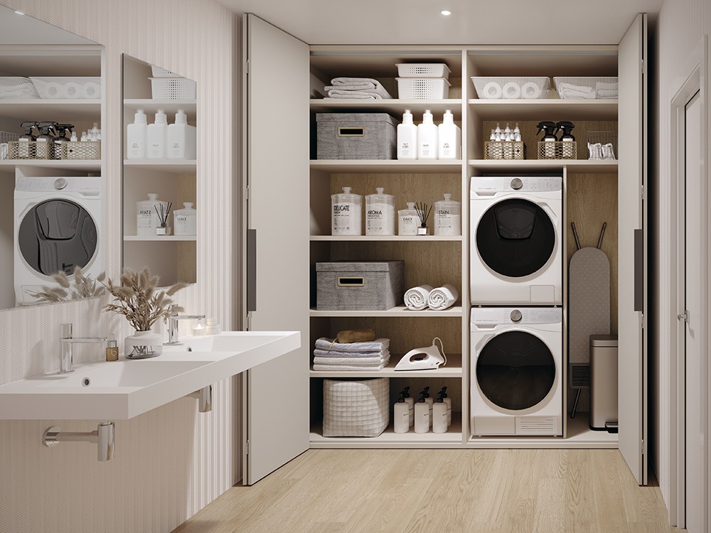 Armario para lavandería a medida con puertas plegables Zero de la colección Misura de García Sabaté
