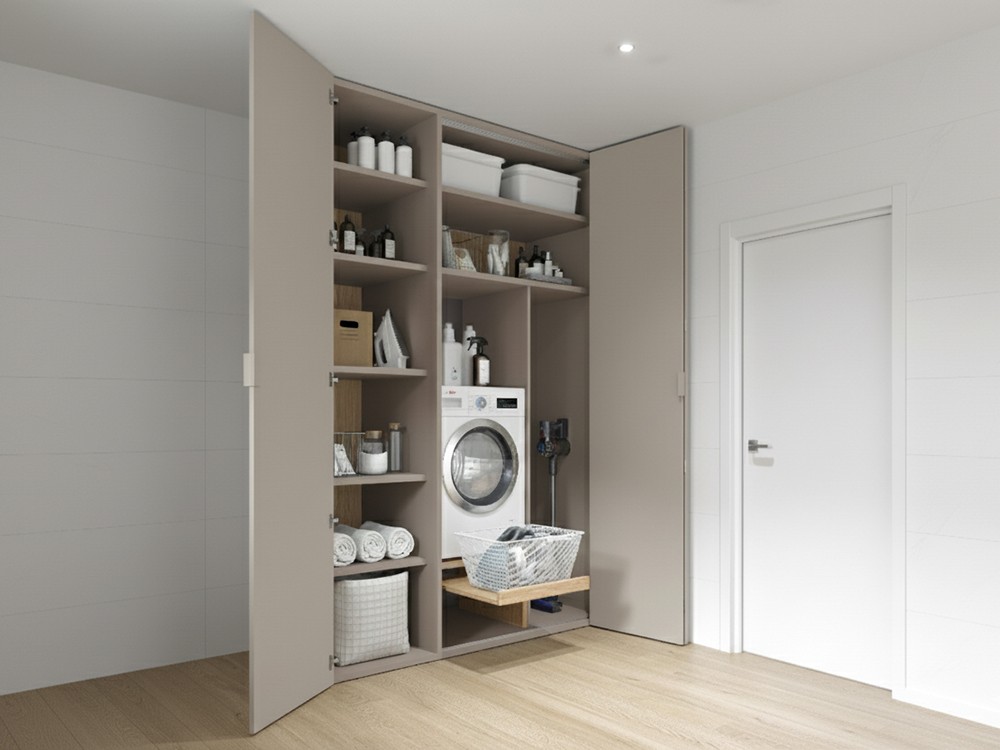Armario para lavandería a medida con puertas plegables Zero de la colección Misura de García Sabaté