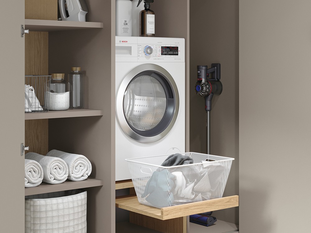 Con fondo especial y espacio para la lavadora/secadora. Colección Misura de García Sabaté