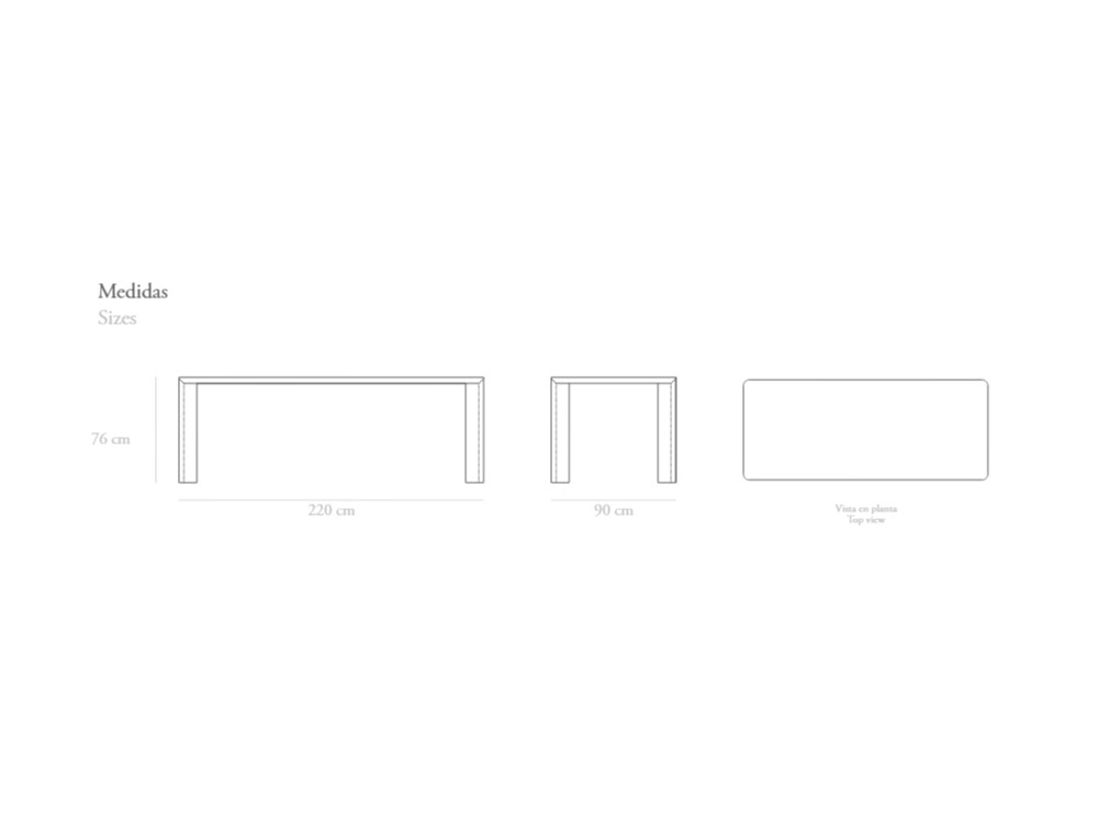 Medidas de la mesa de comedor fija de Unika living Mayra