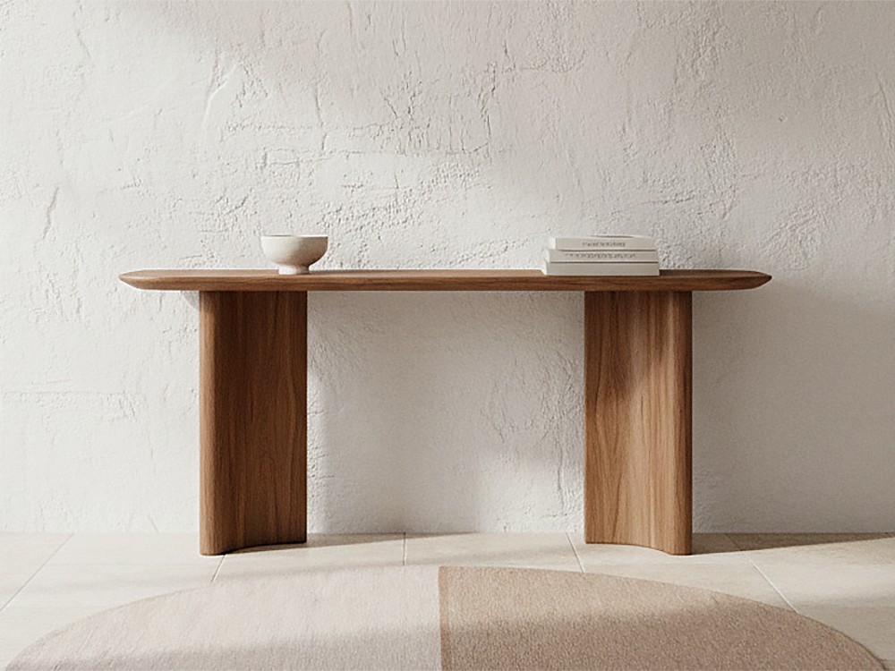 Puedes elegir entre el acabado nogal o roble para la consola Brisa de Unika