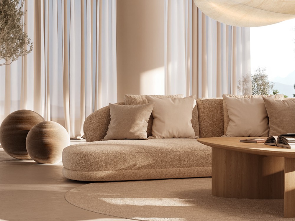 Con funda de lana marrón tejida, Knit puf de Unika