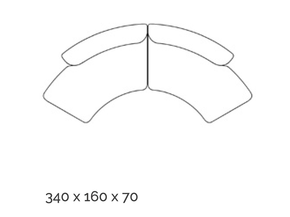Medidas de la composición 4 del sofá modular Tulum de Unika