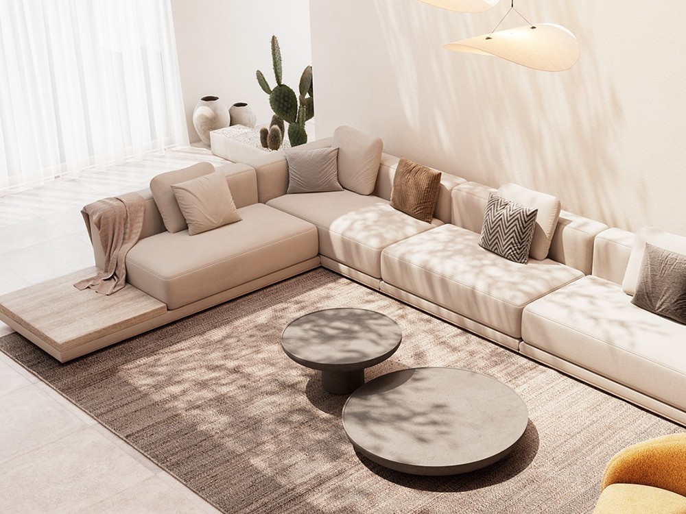 Sofá Sofía con mesa lateral de la colección Everyday Mediterranean de Unika