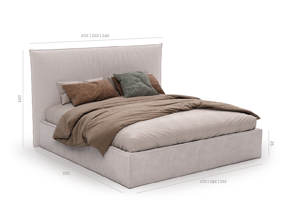 Medidas de la cama tapizada con arcón París Lino de unika