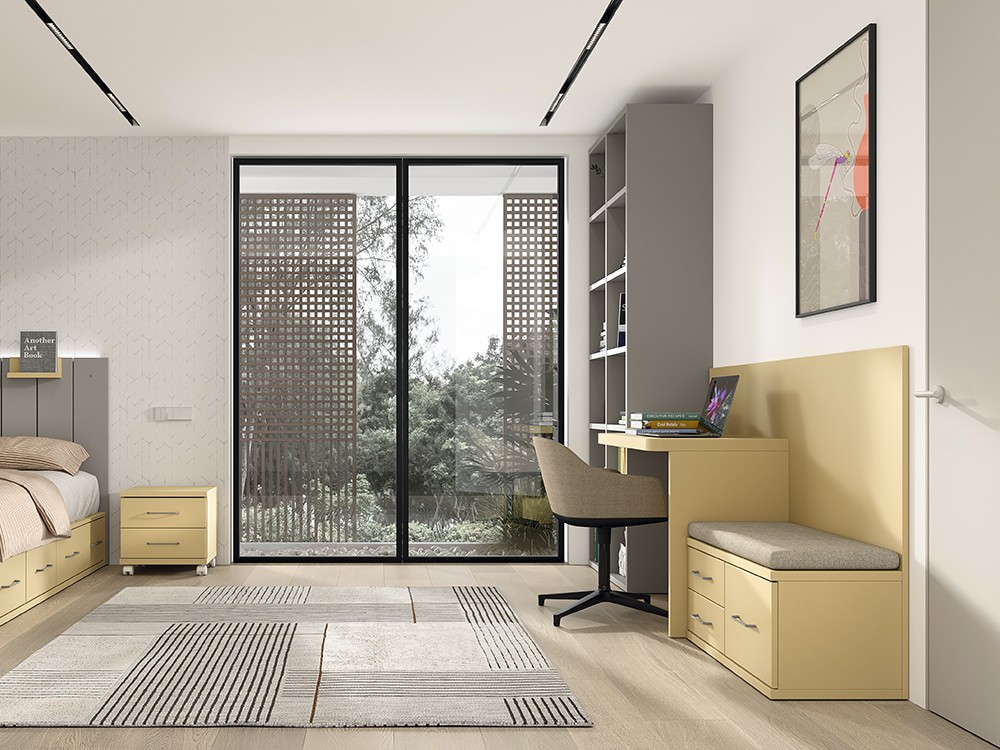 Detalle de la zona de estudio con librería y banco descalzador de la composición de Glicerio Chaves AD051