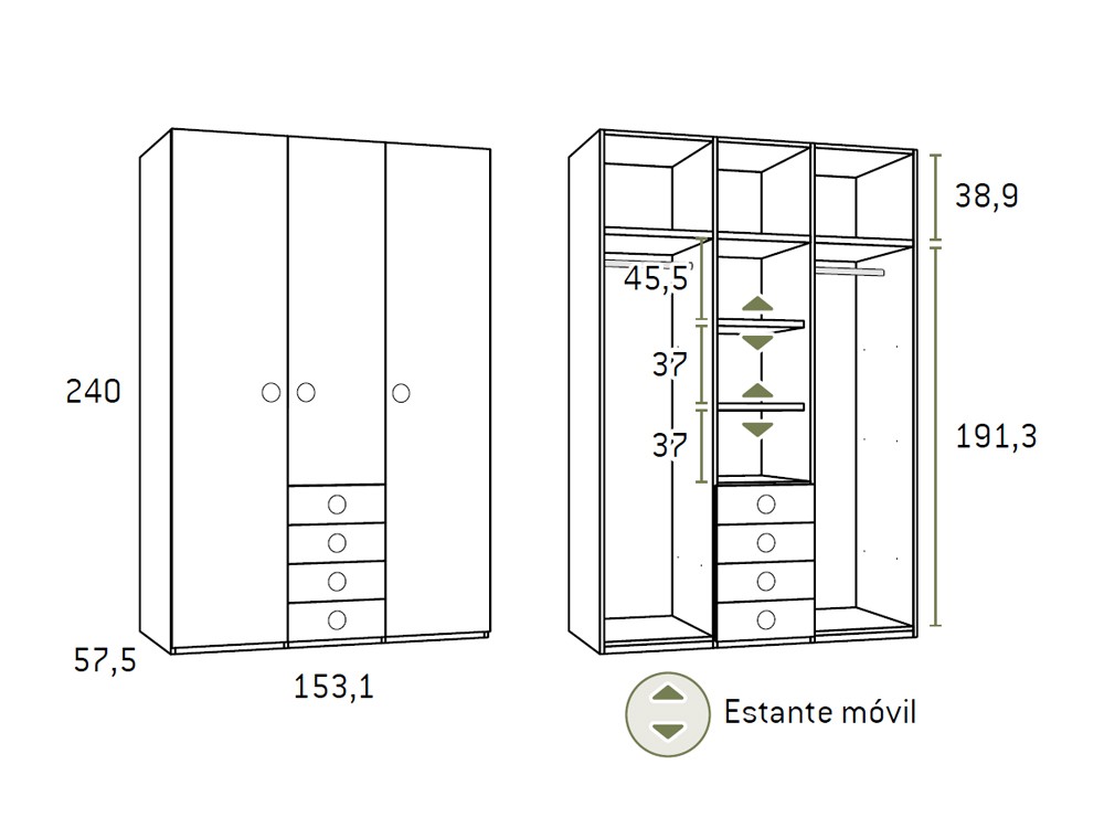 Medidas composición de armario AD051 Glicerio Chaves
