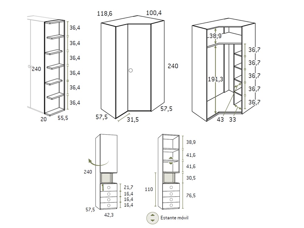 Medidas composición de armario AD050 Glicerio Chaves