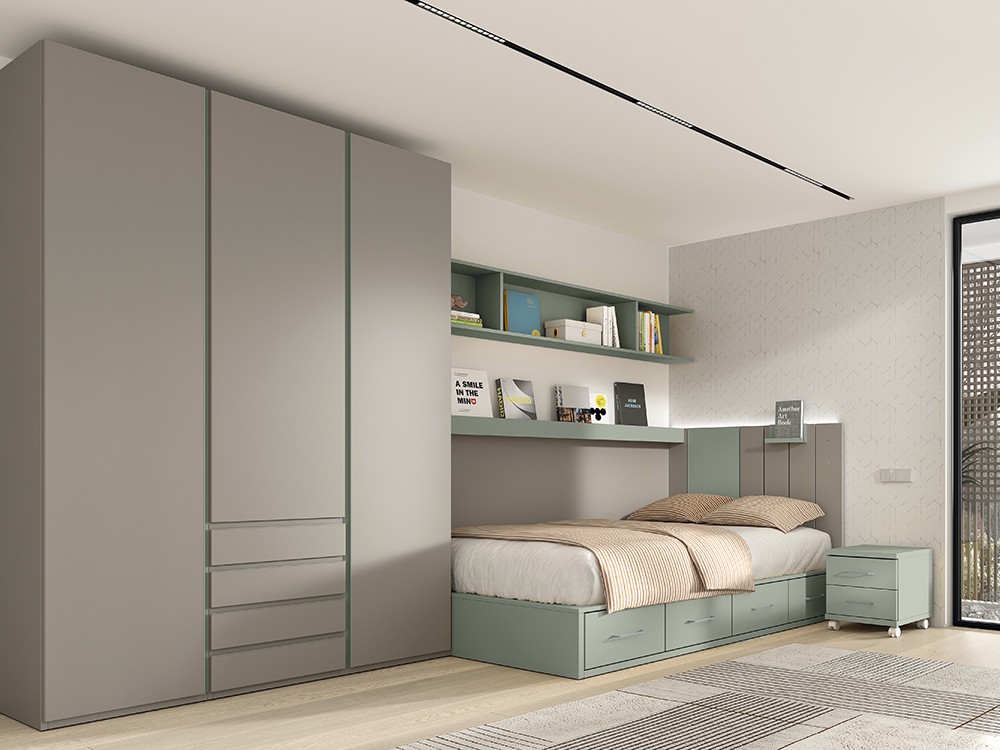 Cama 135cm con cuatro cajones AD051 Glicerio Chaves