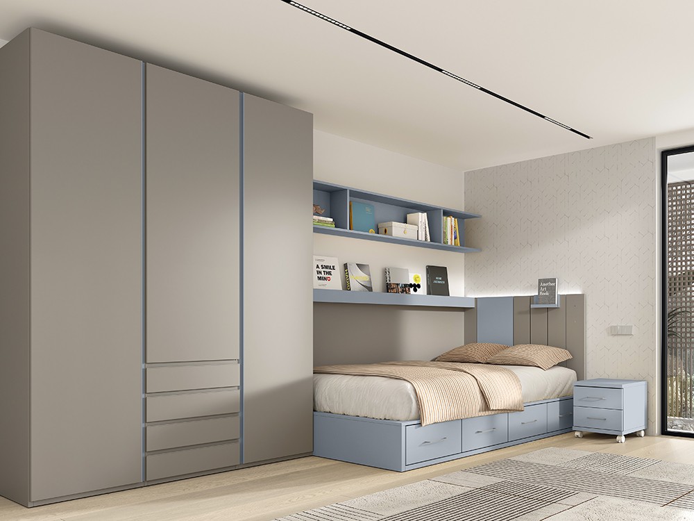 Cama 135cm con cuatro cajones AD051 Glicerio Chaves