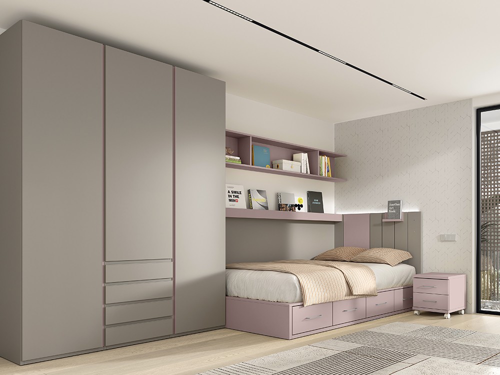 Cama 135cm con cuatro cajones AD051 Glicerio Chaves