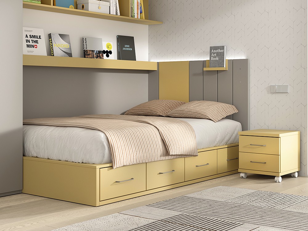Cama compacta con cuatro contenedores y arcón AD051 de Glicerio Chaves
