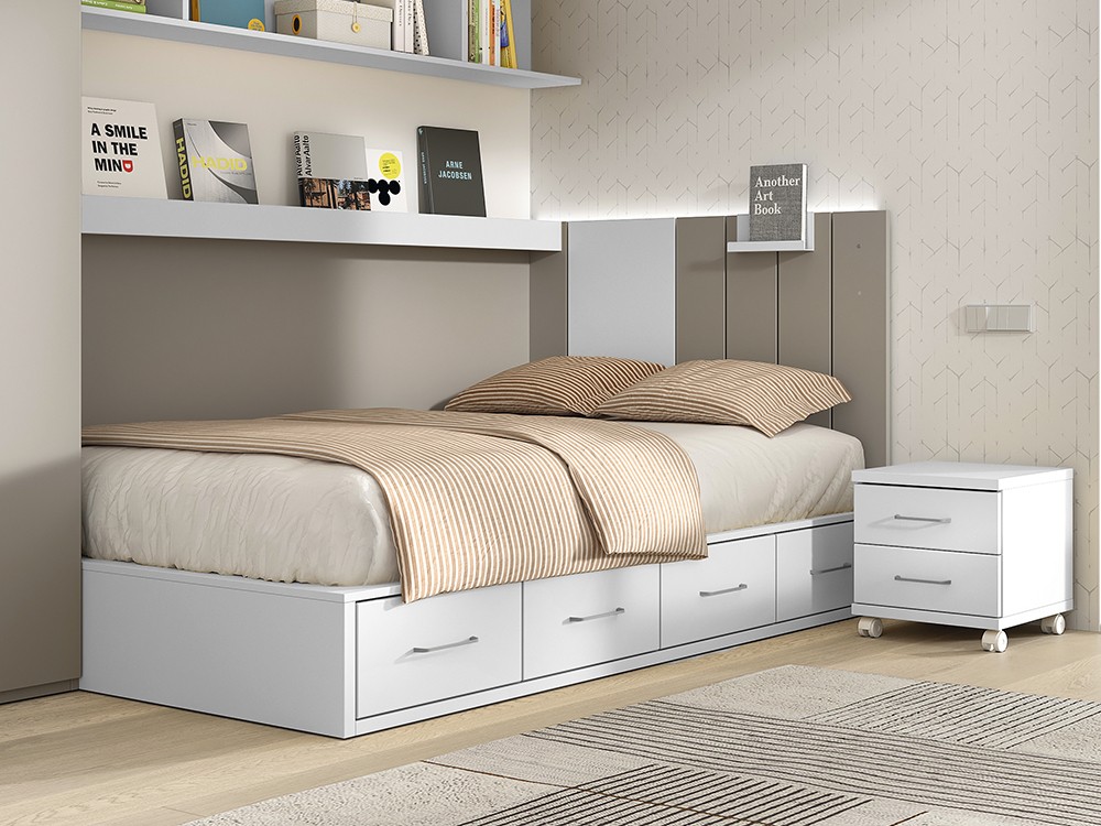 Cama 135cm con cuatro cajones AD051 Glicerio Chaves
