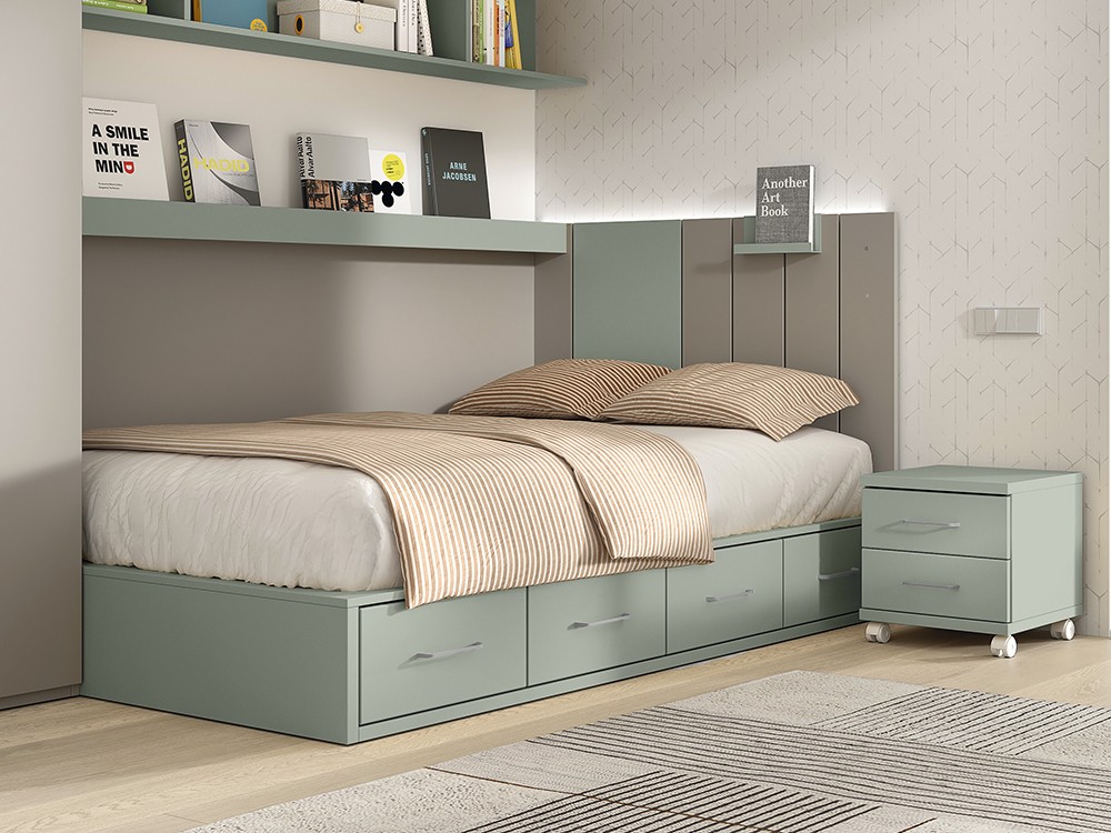Cama 135cm con cuatro cajones AD051 Glicerio Chaves