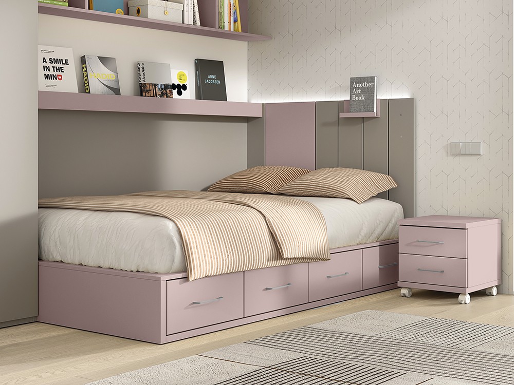 Cama 135cm con cuatro cajones AD051 Glicerio Chaves