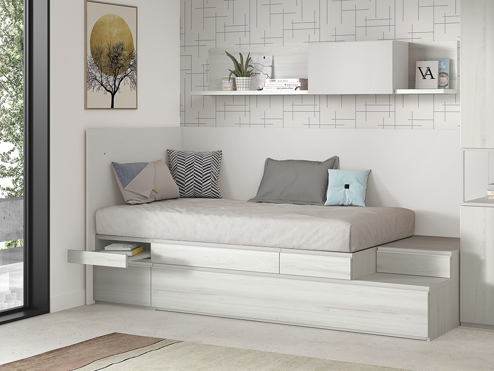 Dos camas para colchones de 90x190cm con mucho espacio de almacenaje AD052 Glicerio Chaves