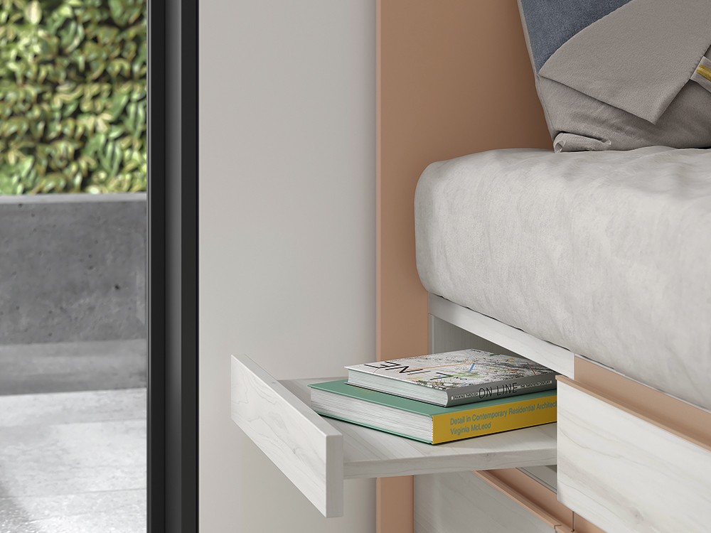 Práctico cajón bandeja extraíble que sirve de mesita de noche Advance Formas 052 de Glicerio Chaves