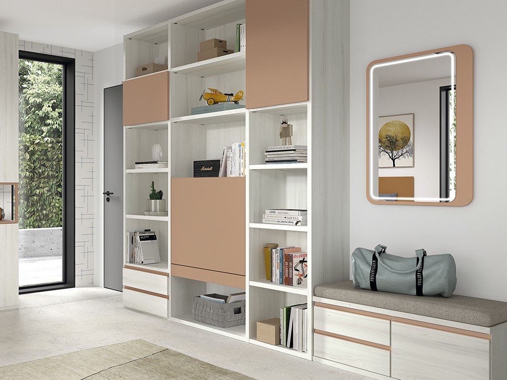 Composición de zona de estudio con escritorio abatible de AD052 Glicerio Chaves