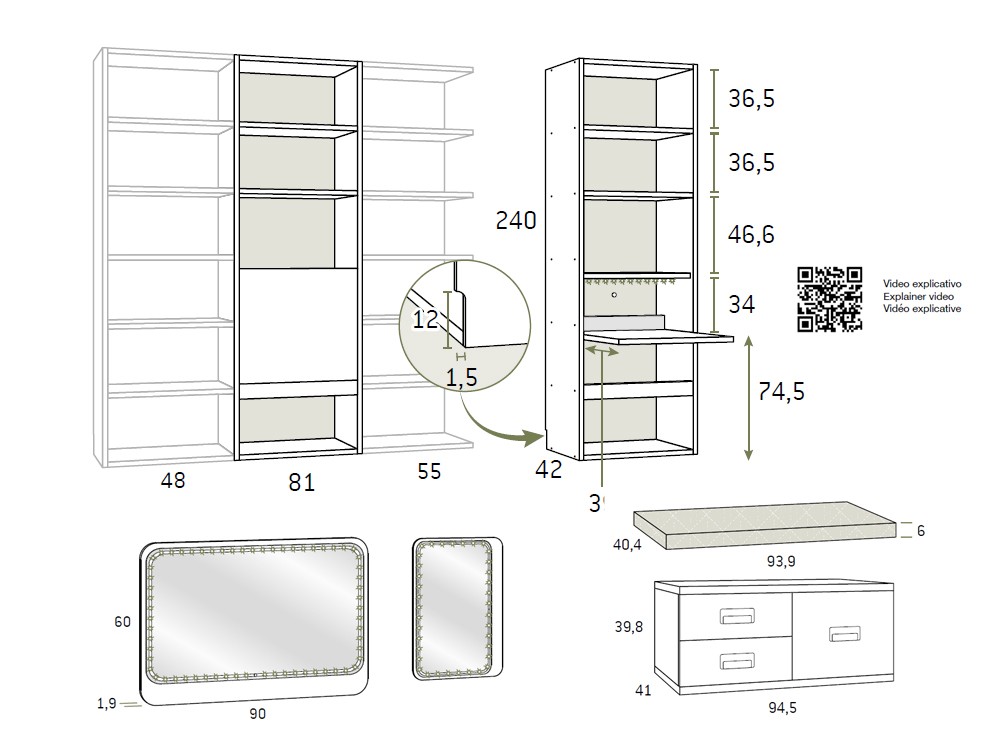 Medidas de la zona de estudio de la composición Advance Formas 052 de Glicerio Chaves