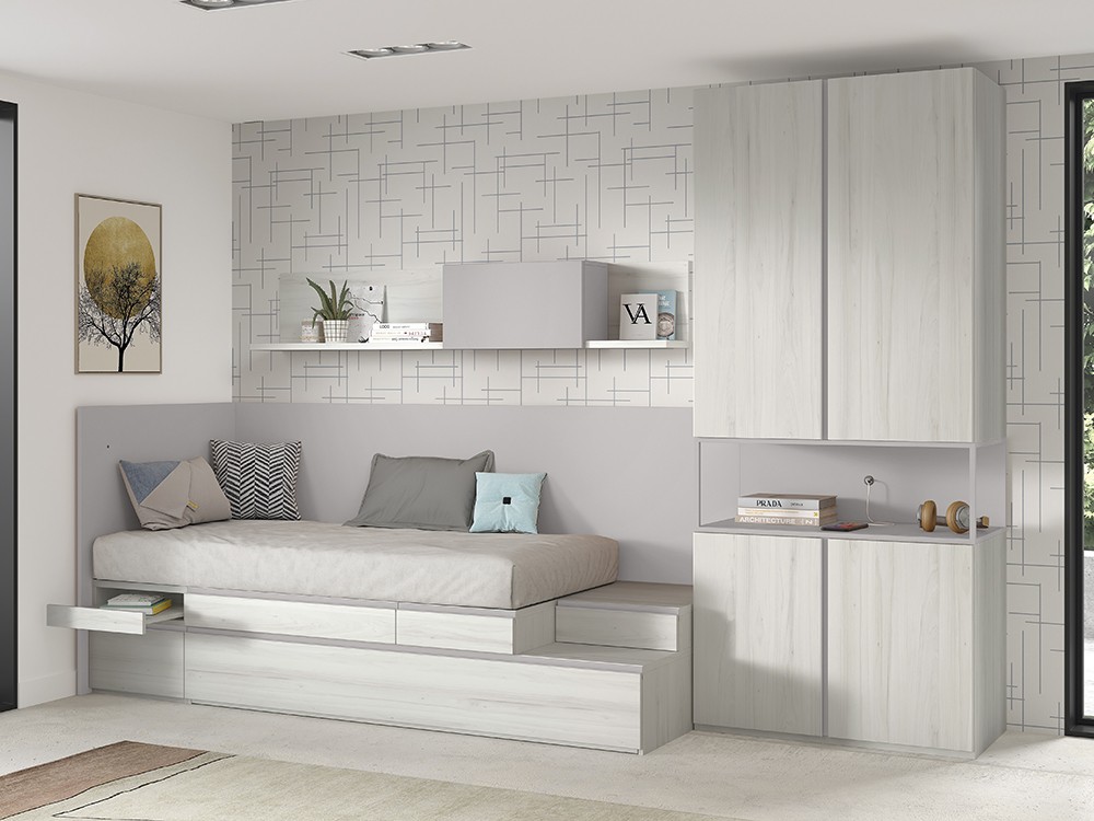 Con cama modular con mesita bandeja y arcón colección Advance Formas 052 de Glicerio Chaves