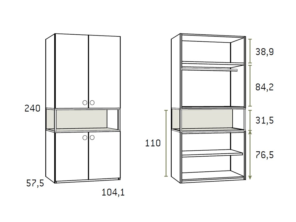 Medidas del armario AD052 de Gliciero Chaves