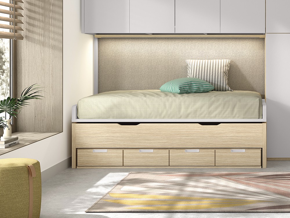 Dos camas para colchones de 90x190cm con mucho espacio de almacenaje AD053 Glicerio Chaves