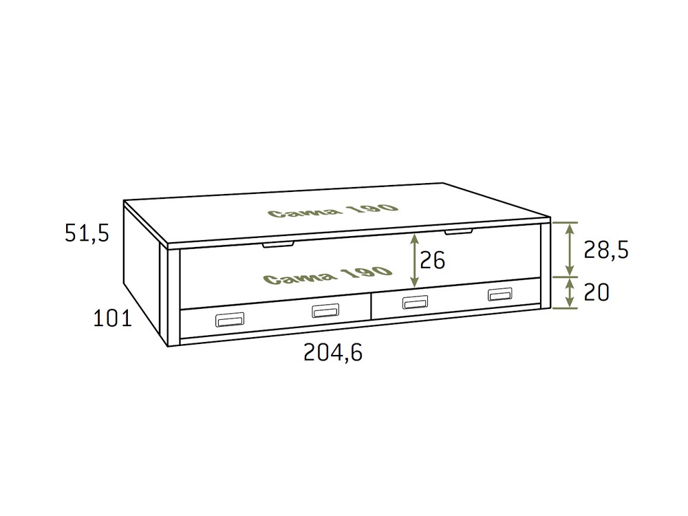 Medidas de la bicama Evo Dúplex de Glicerio Chaves