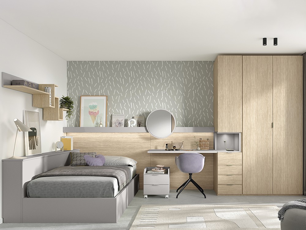 El dormitorio completo incluye el armario y la zona de estudio AD055 Glicerio Chaves