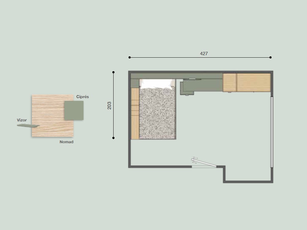 Plano del dormitorio Advance Formas 055 de Glicerio Chaves