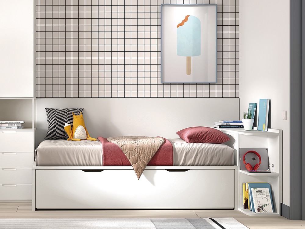 Cama con cabecero con arcón de gran capacidad de almacenaje AD056 de Glicerio Chaves