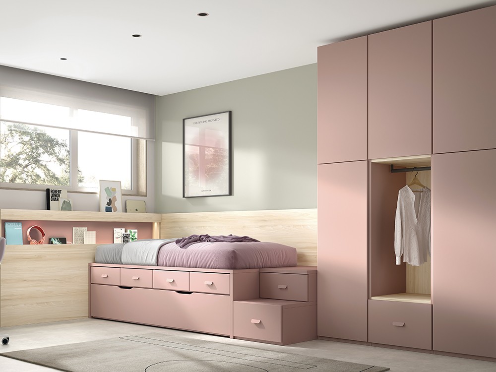 Dormitorio con armario y zona de estudio AD057 de Glicerio Chaves
