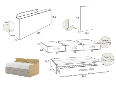 Medidas de la cama AD058 de Glicerio Chaves