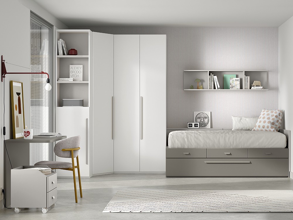 Dormitorio con armario y zona de estudio AD058 de Glicerio Chaves