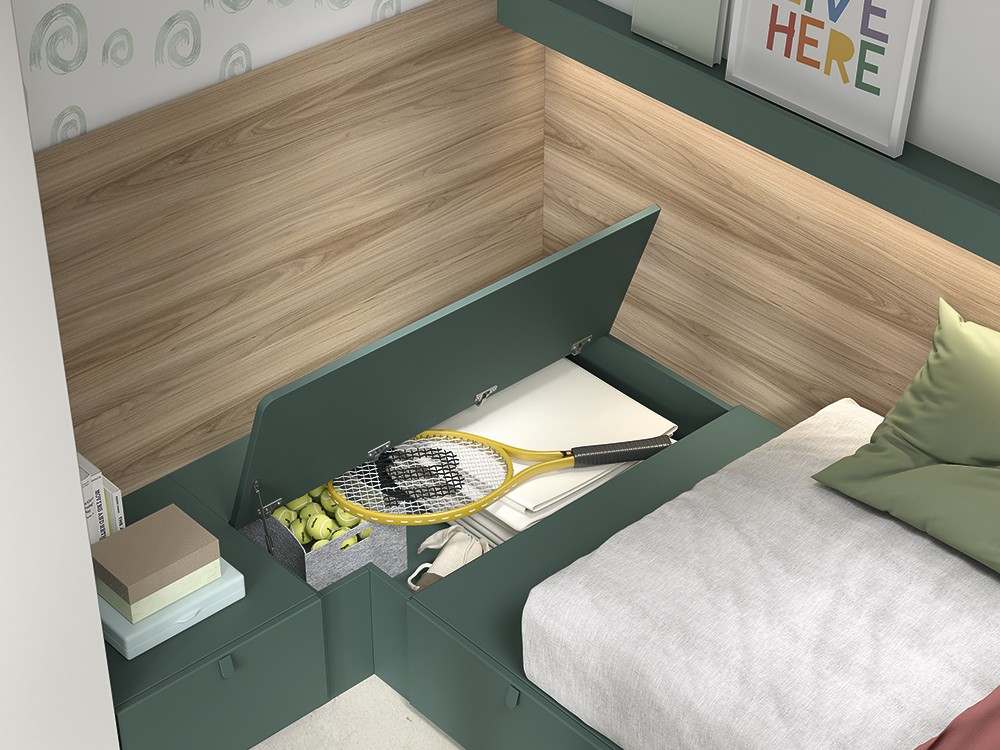 Detalle del arcón de rincón de la cama AD059 de Glicerio Chaves