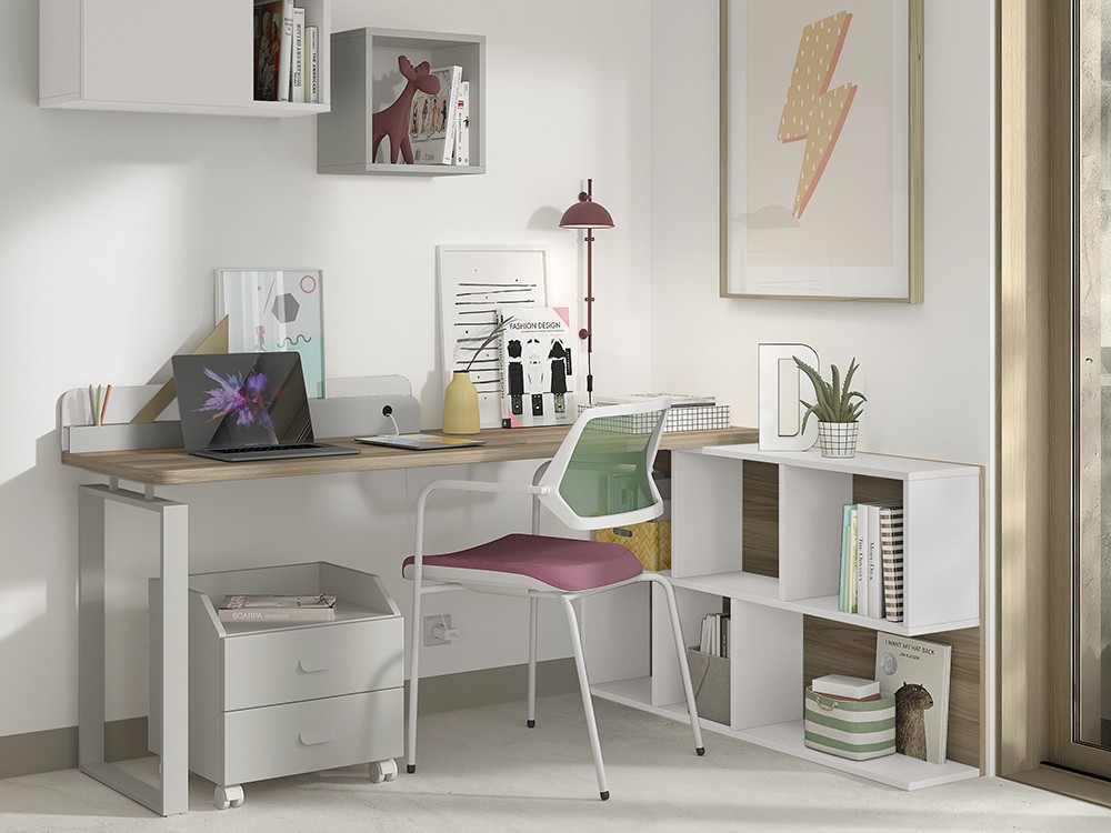 Elige el color del estante y el complemento metálico con pasacables AD059 de Glicerio Chaves