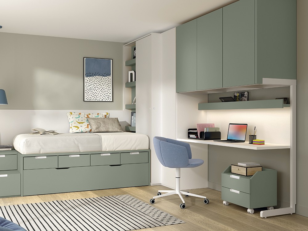 Compacto bicama con cajones, arrastre y dos escalones AD062 Glicerio Chaves