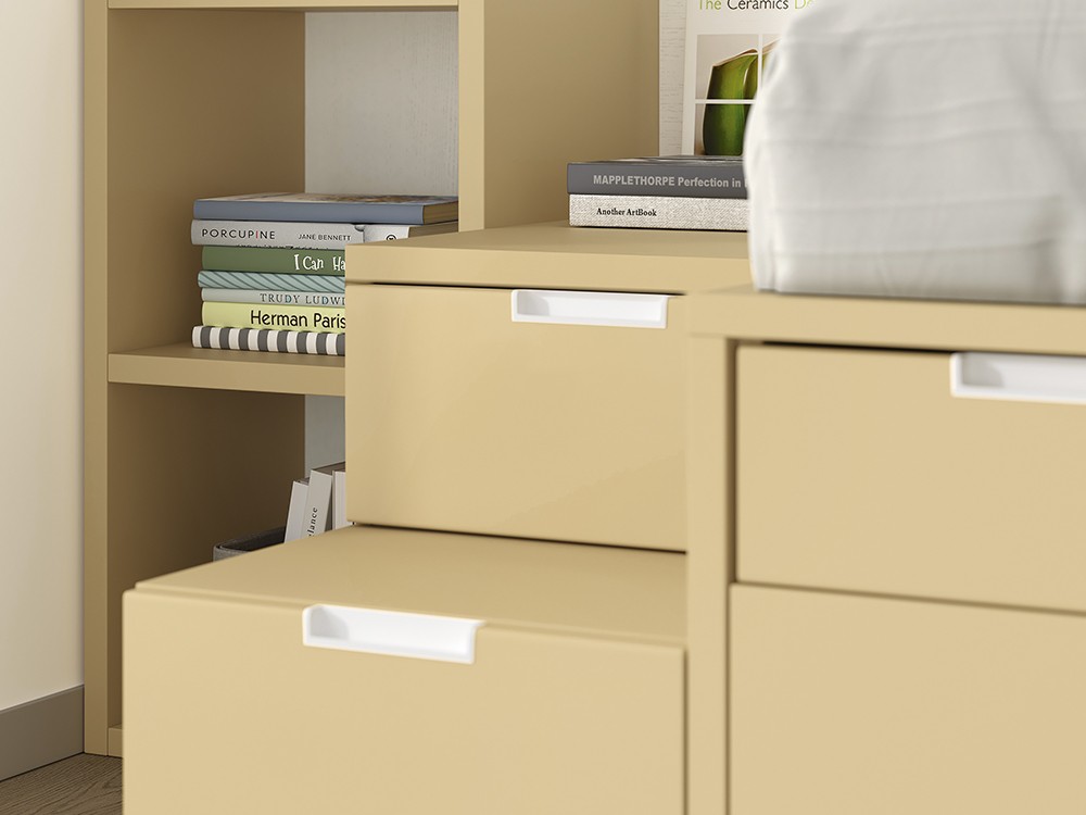 Detalle de la cajonera escalera de la bicama AD062 de Glicerio Chaves