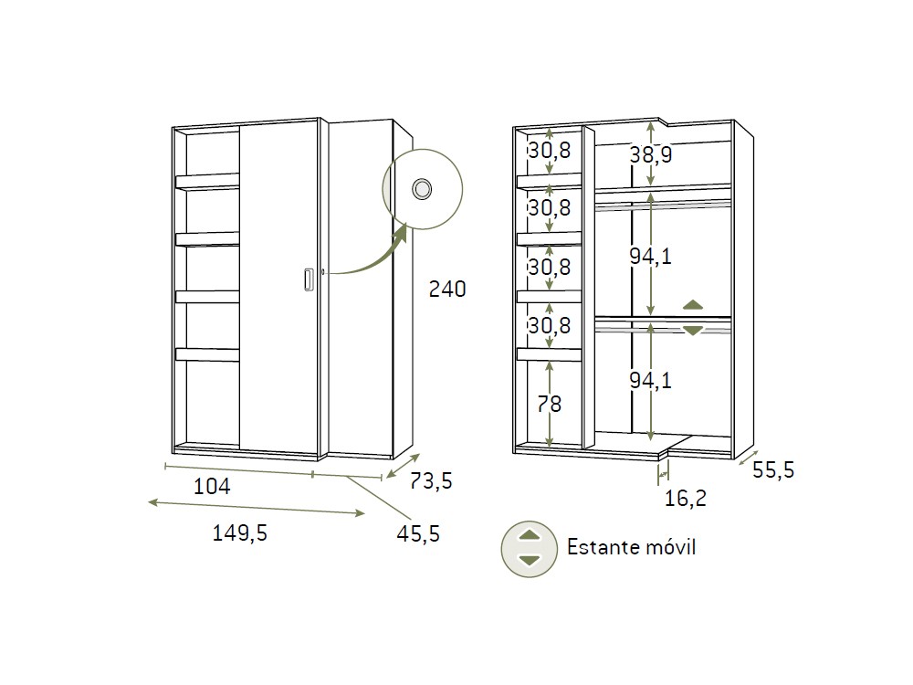 Medidas del armario AD062 de Glicerio Chaves
